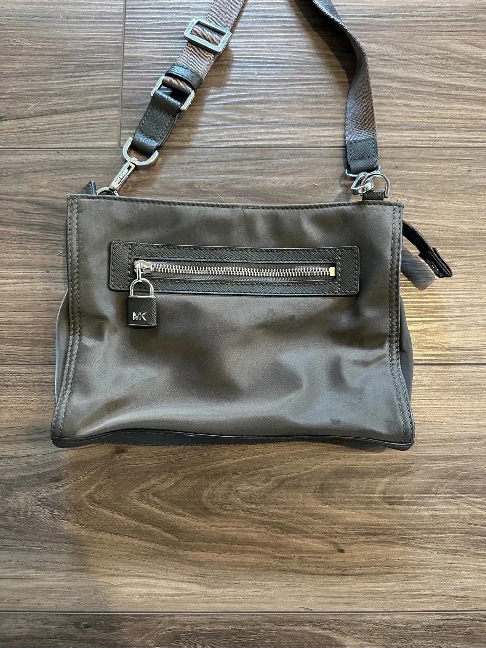 Michael Kors Grey Nylon Crossbody with Front Zip