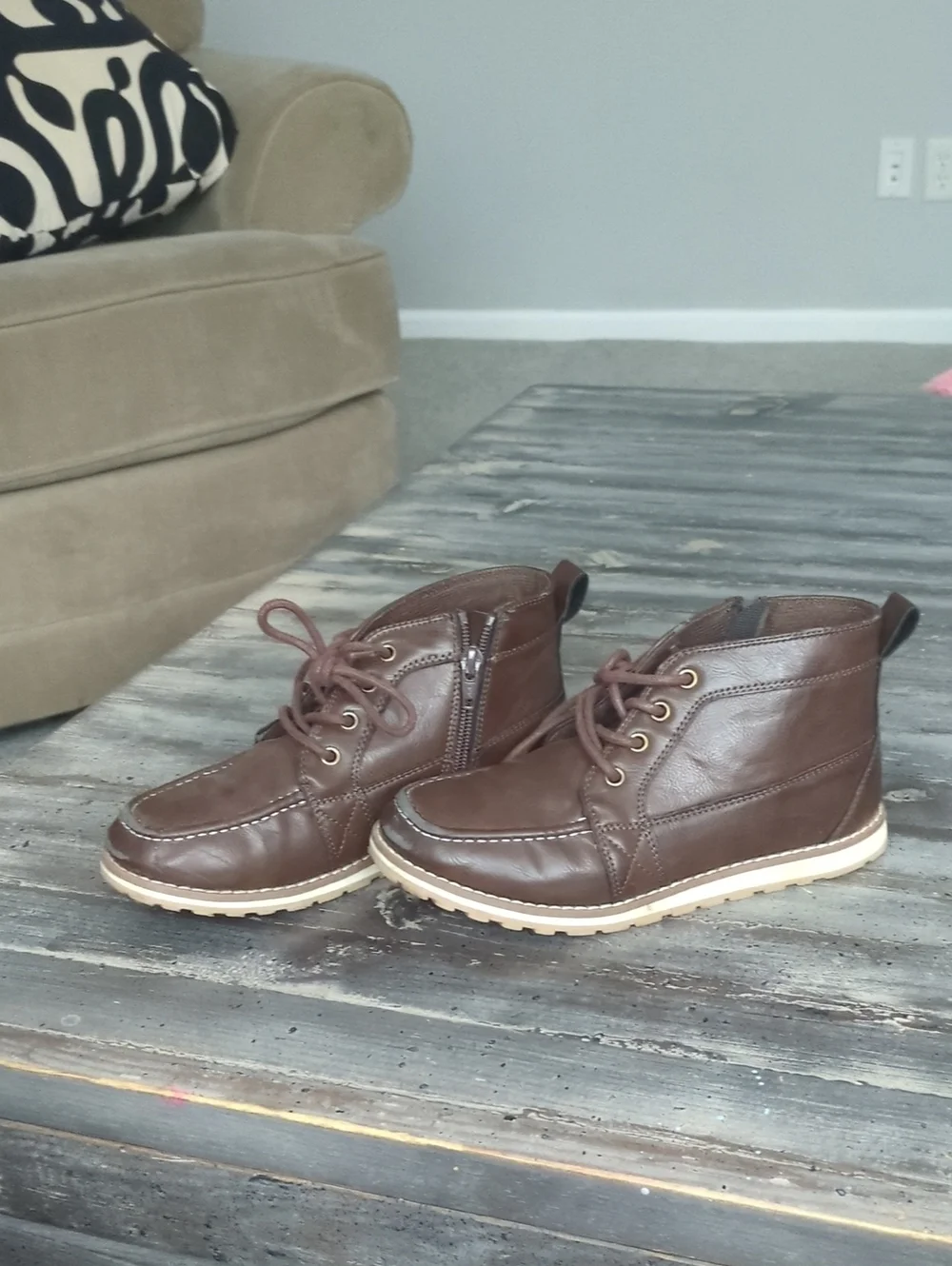 Kids Brown Lace-Up Ankle Boots