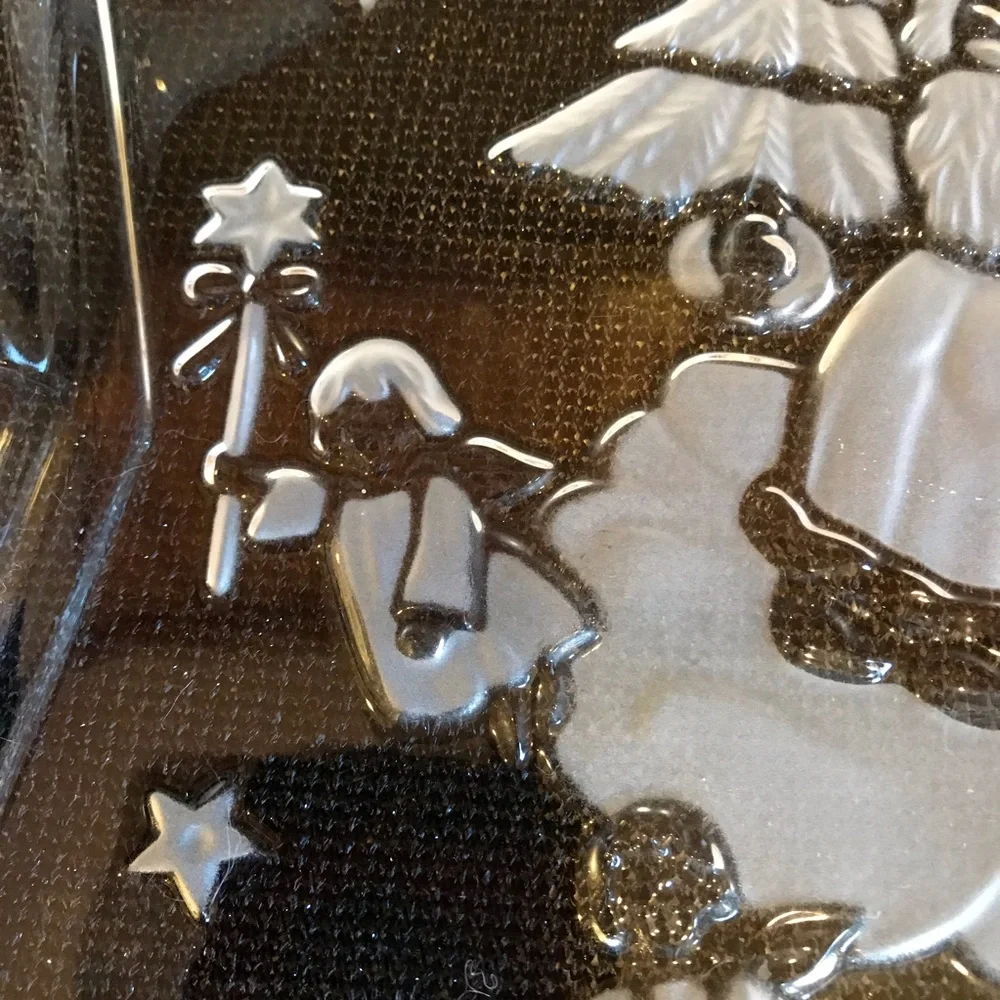 Mikasa Christmas Star Heavy Clear Frosted Glass Hostess Server Bowl Santa Angels