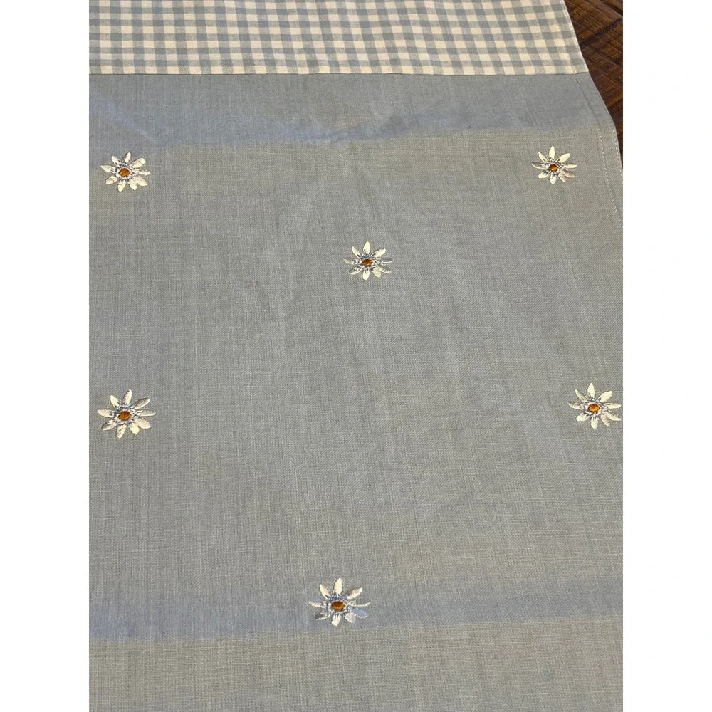Blue Gingham Daisy Table Runner Farmhouse Country Cottage Shabby Chic 53x13 Spri