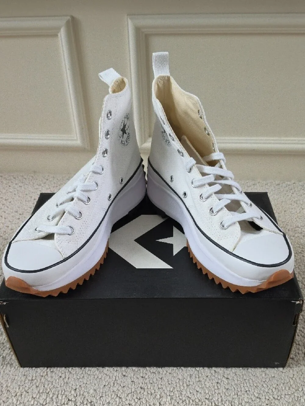 Converse White High-Top Platform Sneakers with Gum & Black Tread