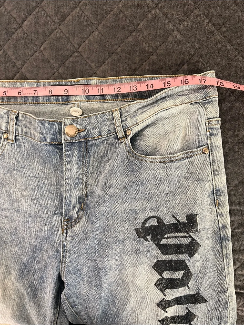 Palm Angel Jeans Men’s Size 36 Skinny Light Wash Logo Spell Out Designer