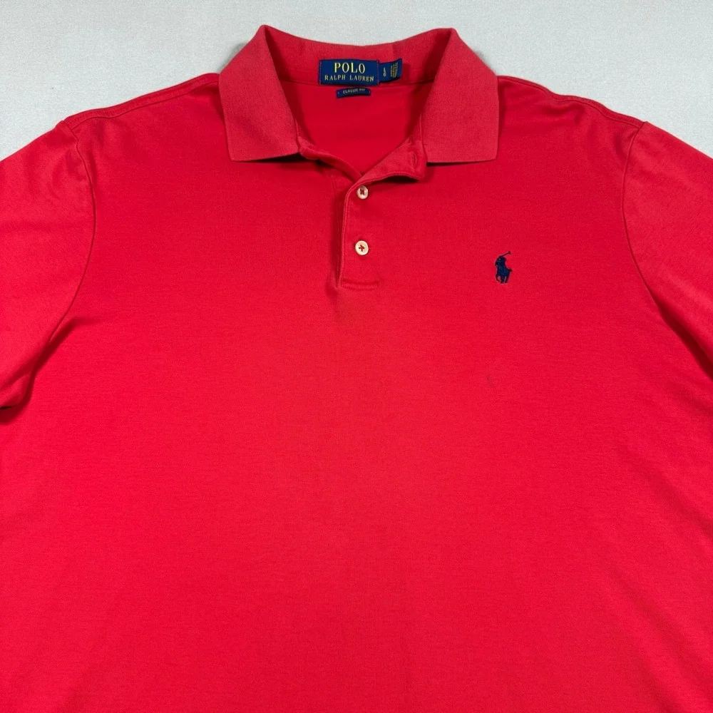 Polo Ralph Lauren Mens Classic Fit Red Short Sleeve Polo Shirt Large L‎ Cotton