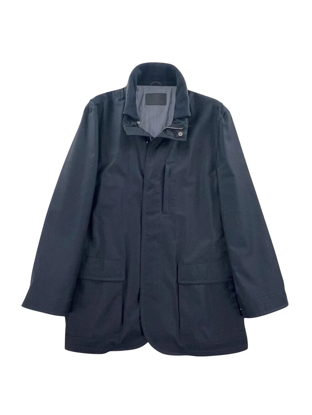 MINT Ermenegildo Zegna Elements Navy Blue Jacket w/ Leather Trim 56 / XXL
