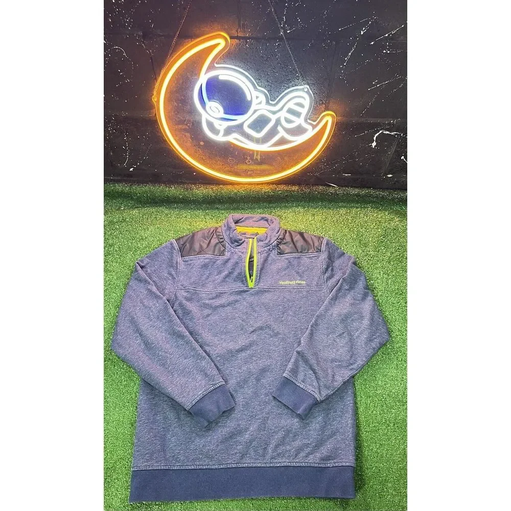 Vineyard Vines Sweatshirt Adult Size MD Blue 1/4 Zip Up Pullover Preppy Casual‎
