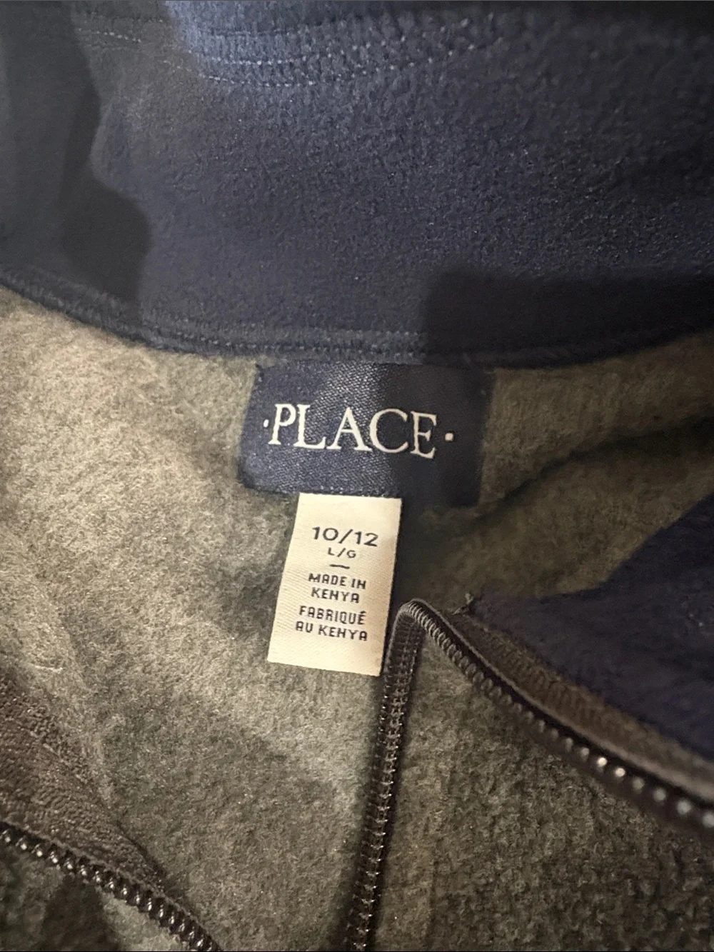The Children's Place Gray Fleece Quarter-Zip Pullover with Navy Trim