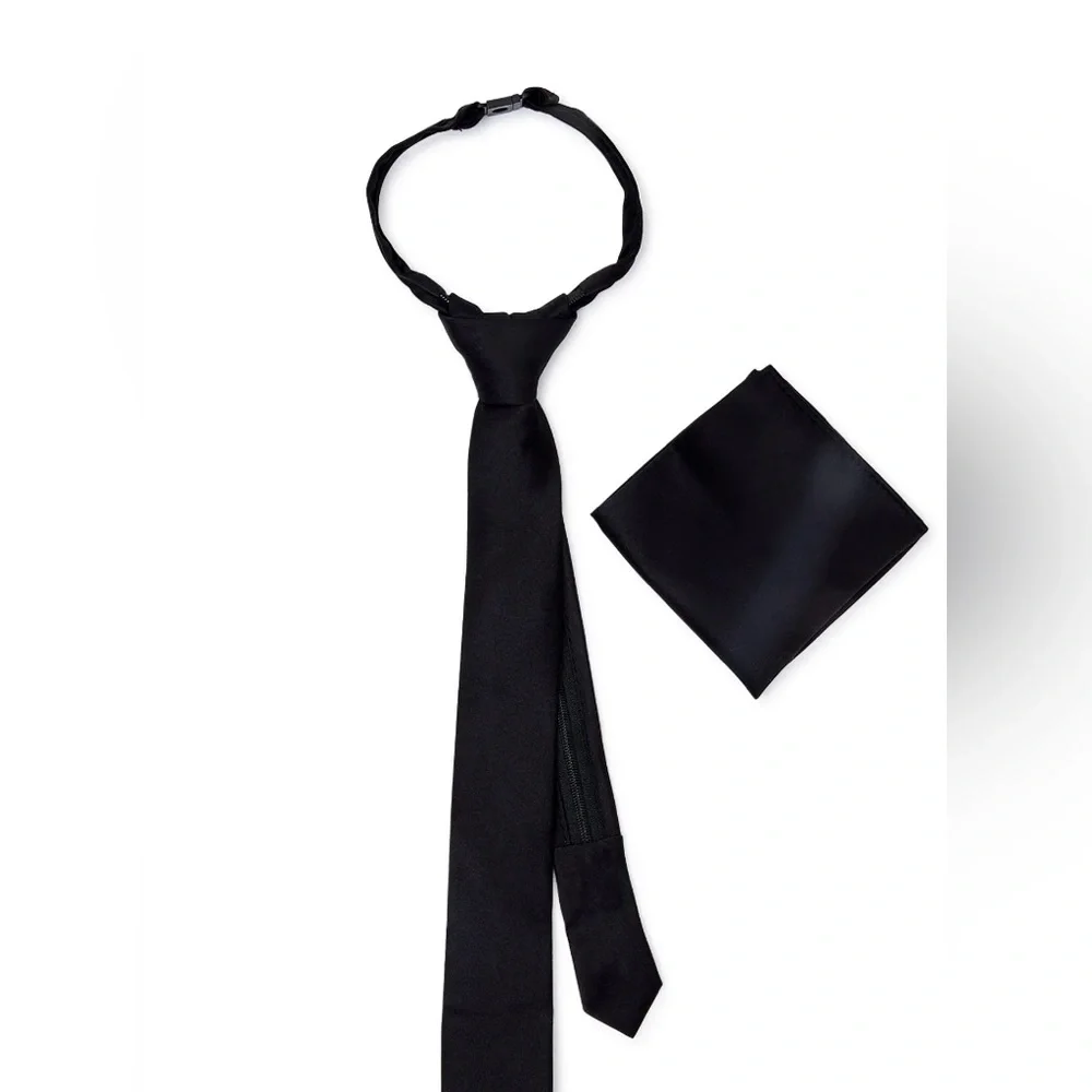 🔴 3/$12 Wonder Nation Boys’‎ Classic Black Tie and Pocket Square Set! NEW!