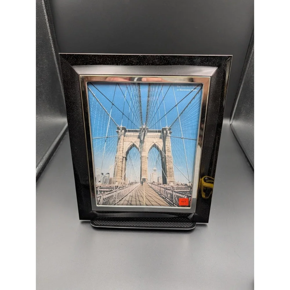 Fetco Home Decor 8x10 Picture Frame Black Silver Chrome 1pc New Old Stock