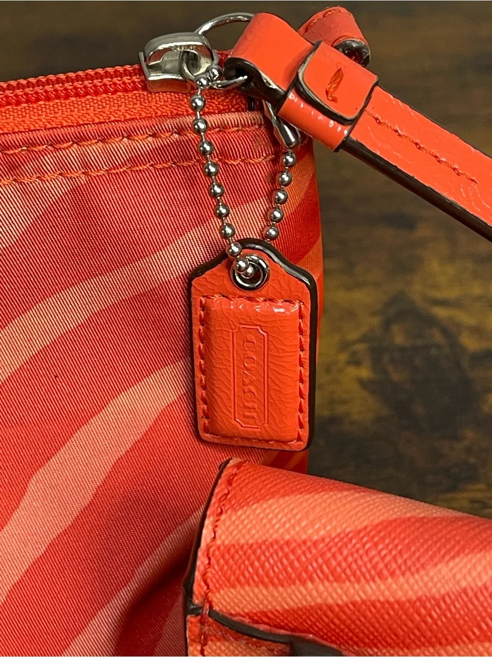 Coach stripe cosmetic practical
