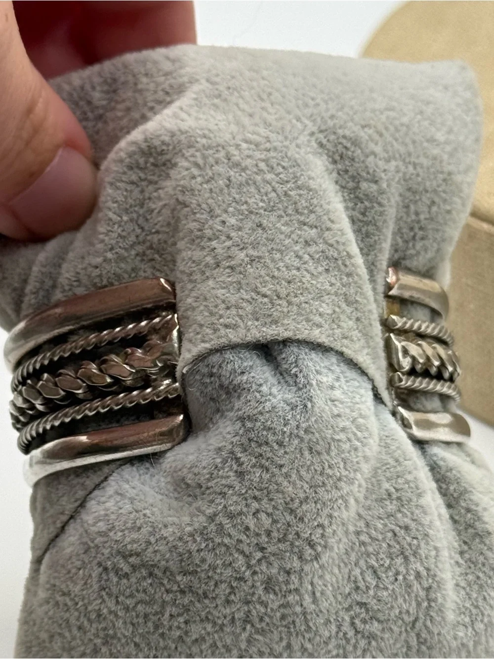 Mexico Multi-Texture Silver Tone Bangle cuff Bracelet
