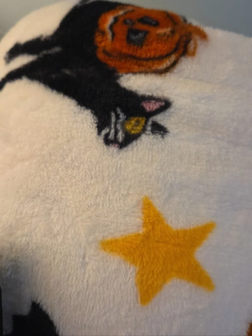 Hay & Harvest 60x80 Halloween Plush Printed Throw New Black Cats,Stars Halloween