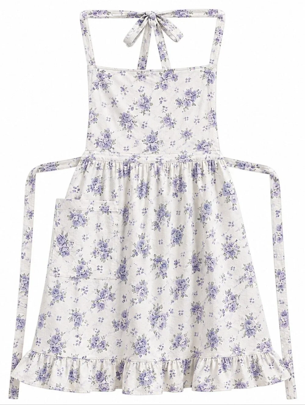 New Cottagecore Cooking apron Purple Flowers Floral One Size Pockets Cape Cod