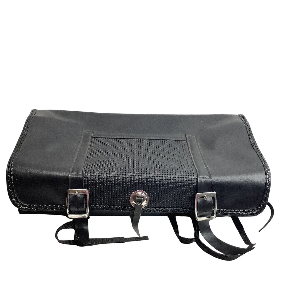 Leather Tie on Bag Motorcycle Black Straps 19