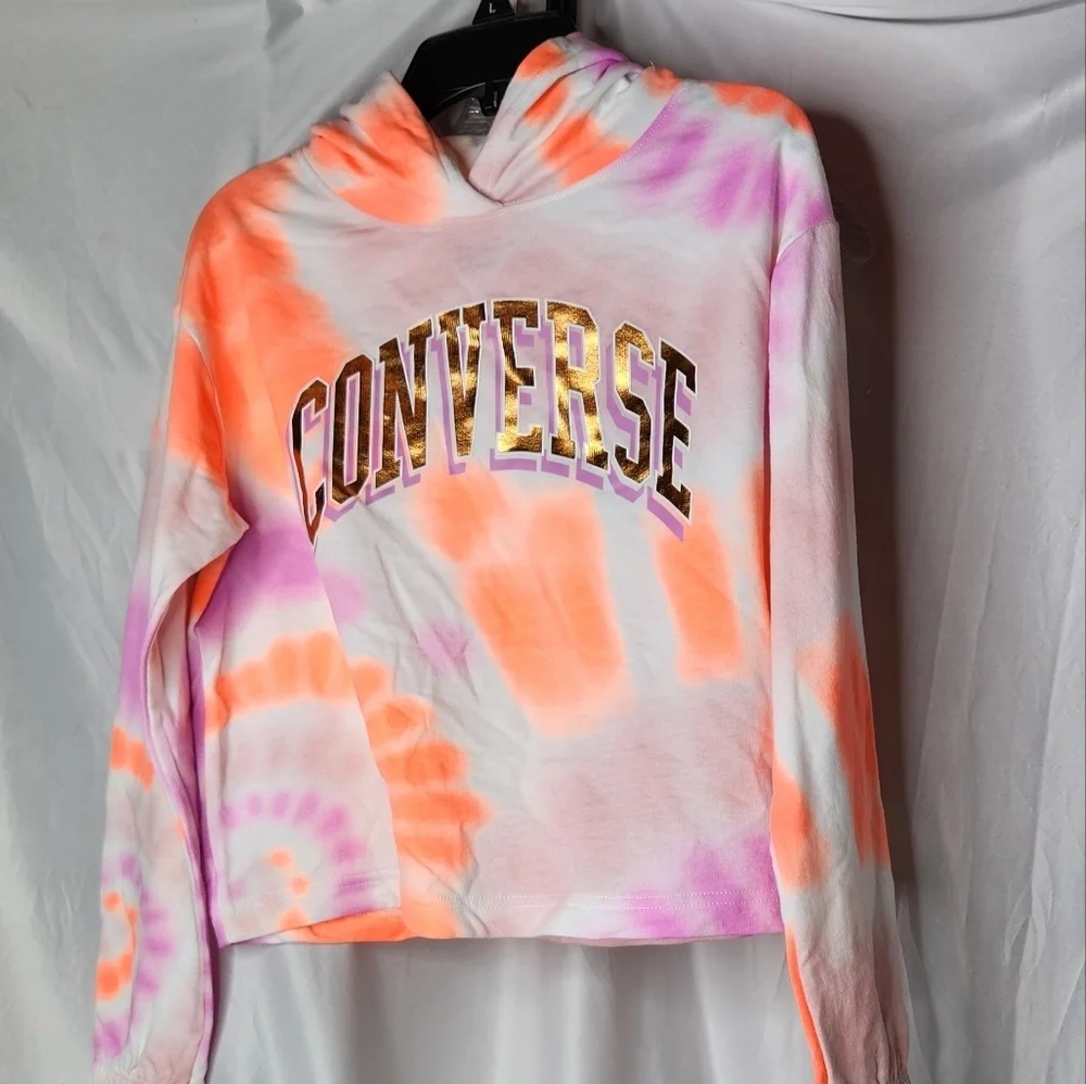 Converse M Girl's All Over Print Tie-Dye Boxy Hoodie (Big Kids) Size M