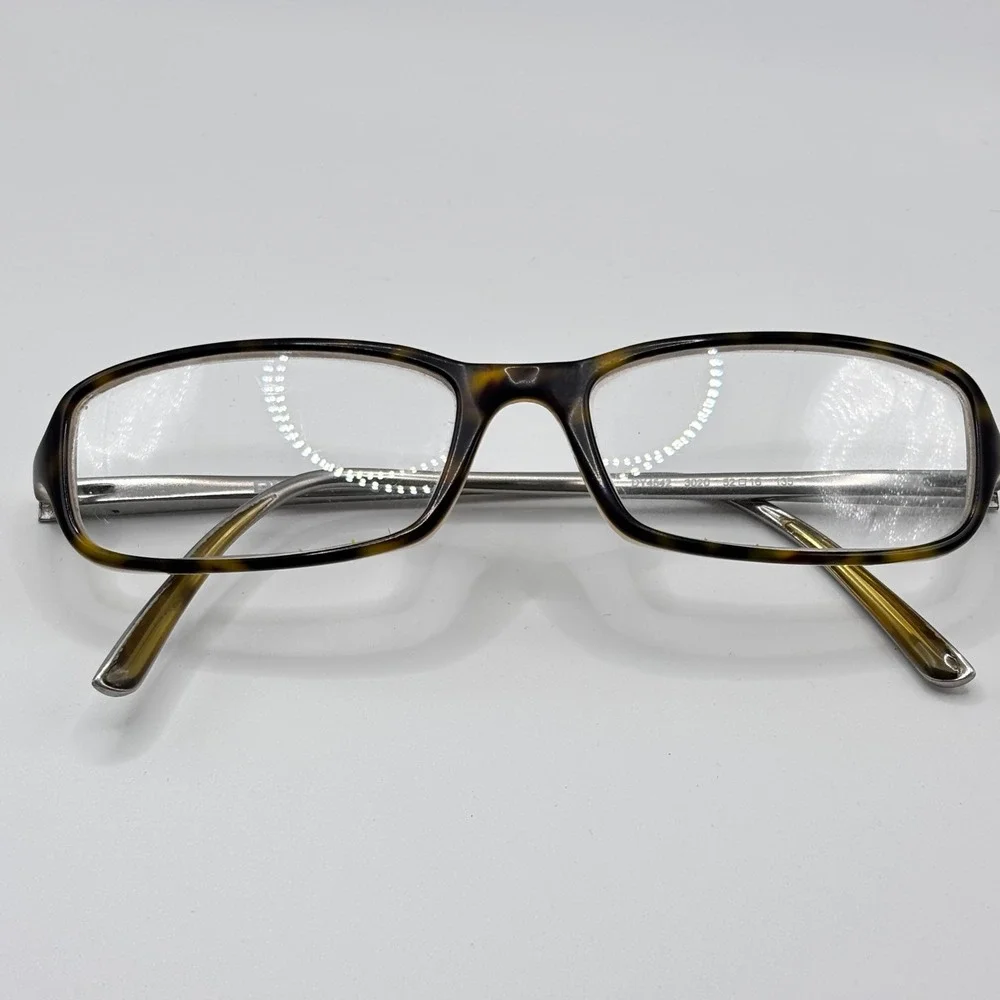 Dark Academia Rectangular Eyeglasses DKNY 4542 52-16-135 Tortoise Silver Acetate