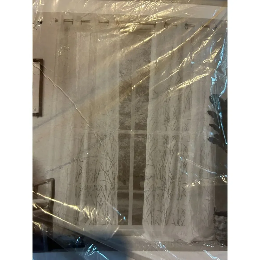 Exclusive Home Edinburgh Sheer Branch Curtains 52x96 – 2 Panels – Winter White