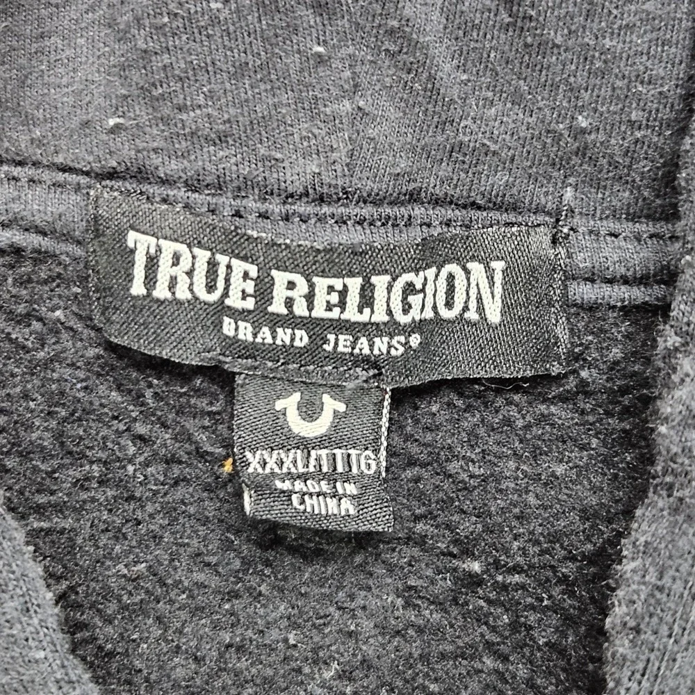 True Religion Mens Horseshoe Logo‎ Full Zip Hoodie Black XXXL Big Tall  Casual