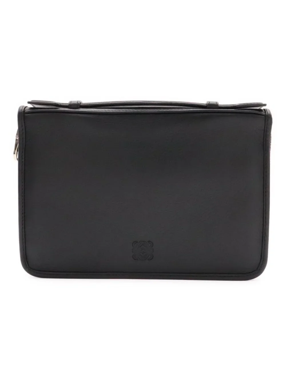 Loewe Anagram Clutch Zip Around Wallet Leather Black Silver