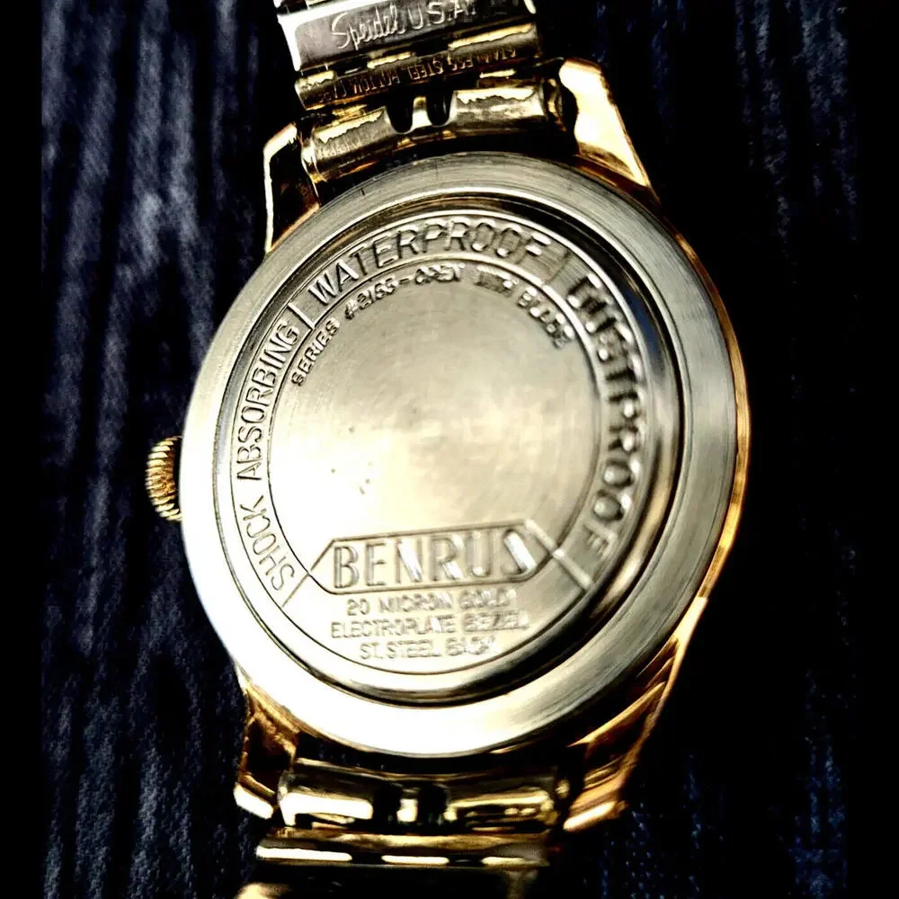 Rare Cond Vintage Benrus 20 Micron‎ Gold Manual Mens Watch