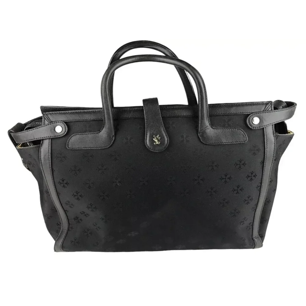 Moonsus‎ Womens Black Beige Lined Leather Inner Pockets Laptop Bag