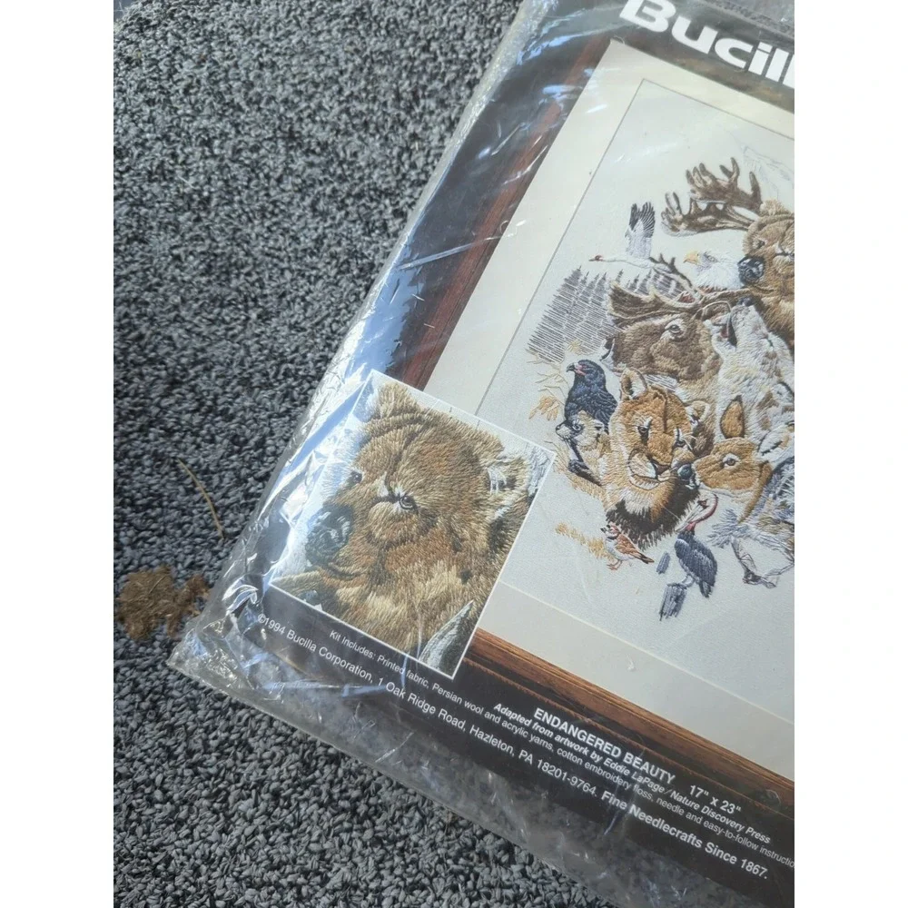 Vintage Bucilla Needlepoint Stitch Kit 'Endangered‎ Beauty' 17