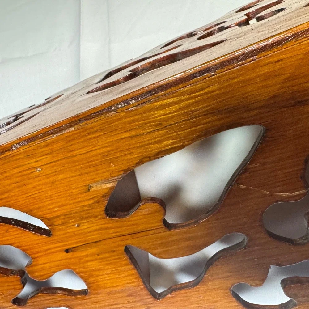 Vintage Victorian‎ Wood Wall Corner Shelf Large Carved Fretwork Scrolling Design