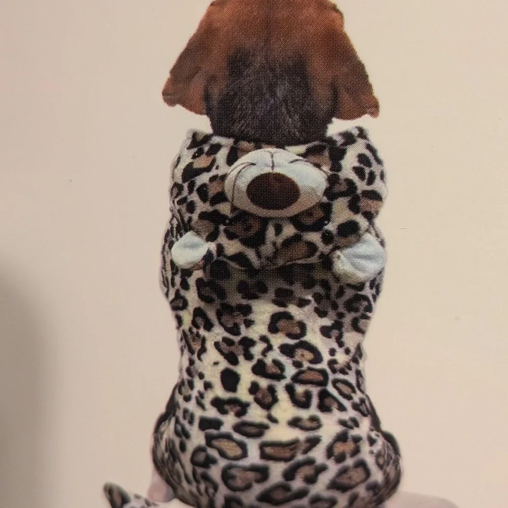 Barkwood Manor Leopard Dog Halloween Costume Plush‎ Hooded Jumpsuit Large NEW