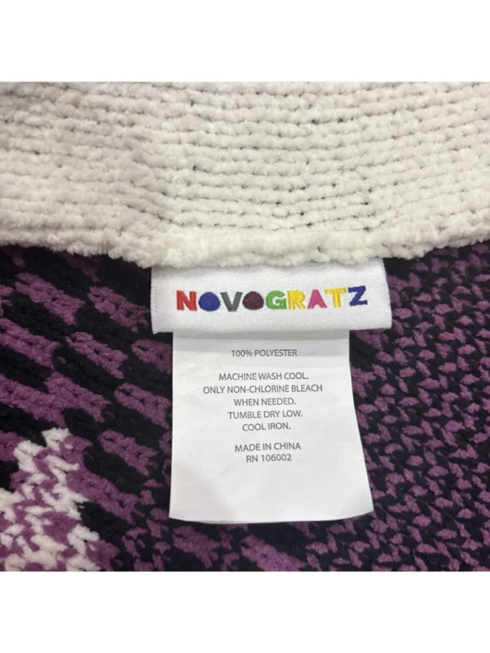 Novogratz Halloween Witch’s Hat Oversized Throw Blanket 50x87” Purple/Black/whit