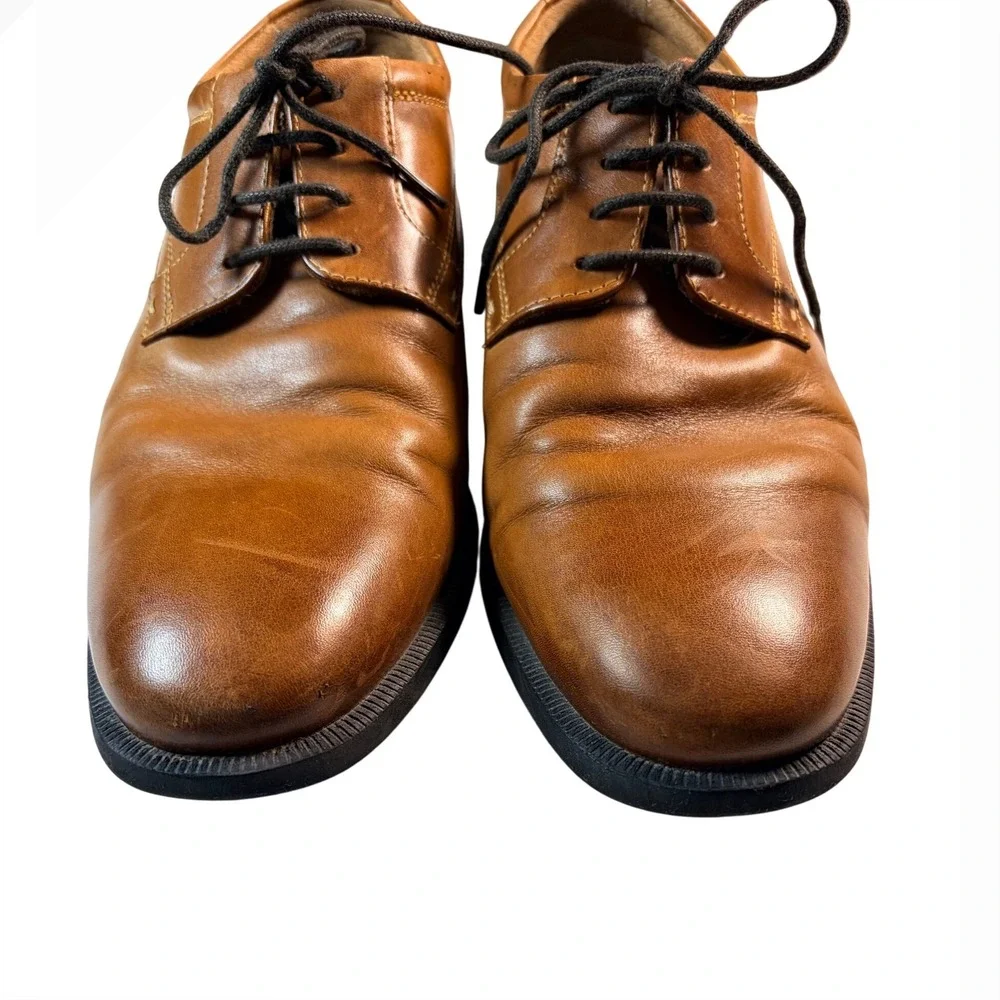 Nunn Bush Mens Tan Leather Lace Up Oxford Dress Shoes Comfort Gel Size 9M‎