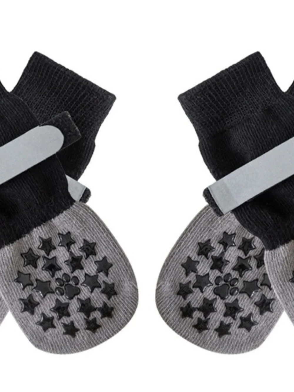 Non-Slip Dog Booties with Paw Grip in Black and Gray