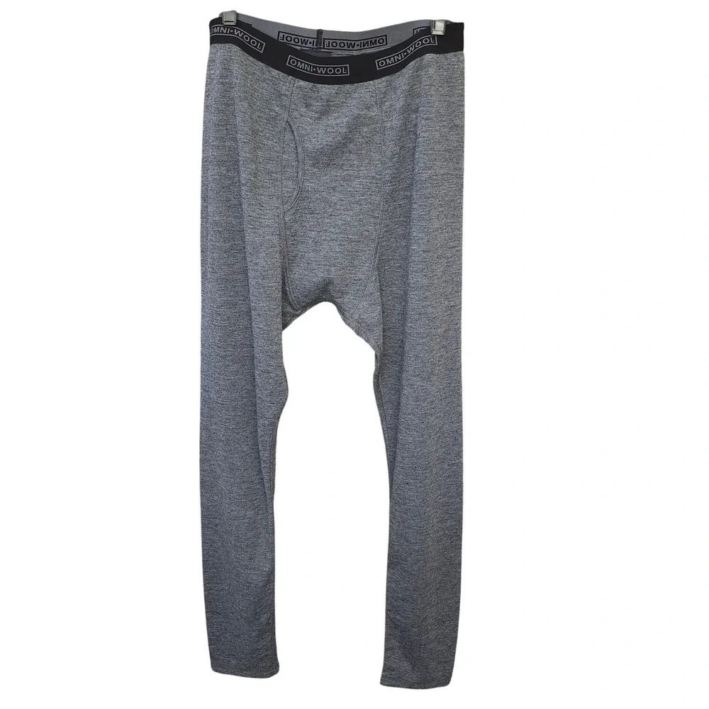 Omni-Wool Mens Thermal Base Layer Leggings‎ Heather Grey Wool Blend Large Winter
