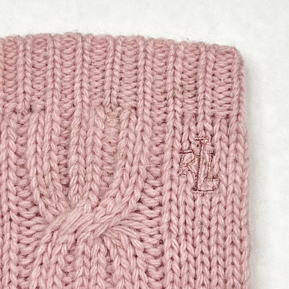 Y2K Vintage Lauren Ralph Lauren Lambswool Angora Cable‎ Knit Gloves Pink NWOT