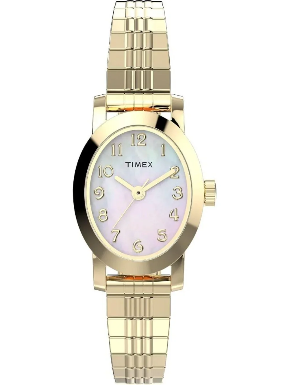 Women's Gold White Analog Quartz Cavatina Pearl Dial Oval Classic Wrist Watch