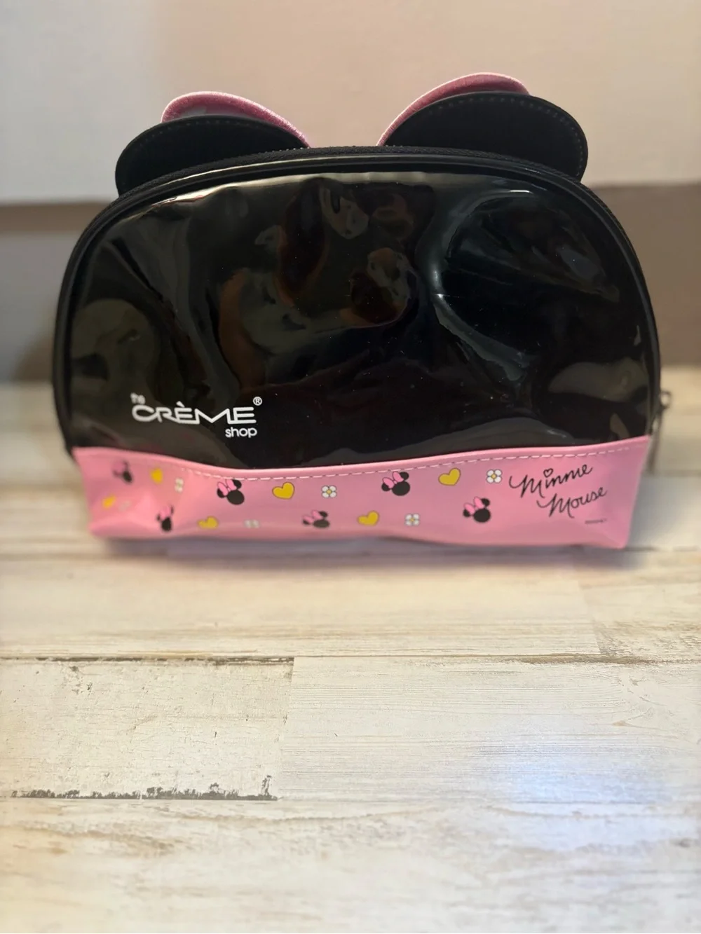 Disney Minnie Mouse Pink & Black Polka Dot Bow Cosmetic Case