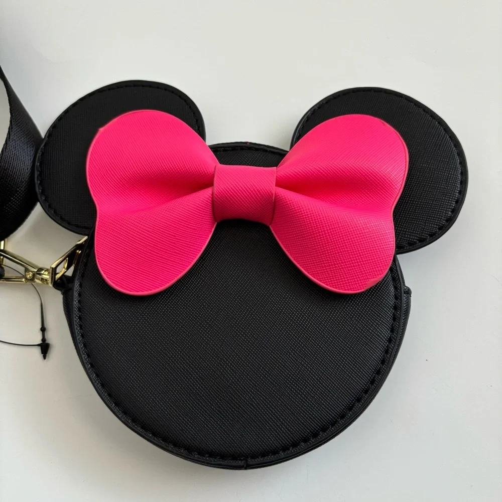 Bioworld Disney Minnie Mouse Black Polka Dot Crossbody Coin Pouch Set NWT
