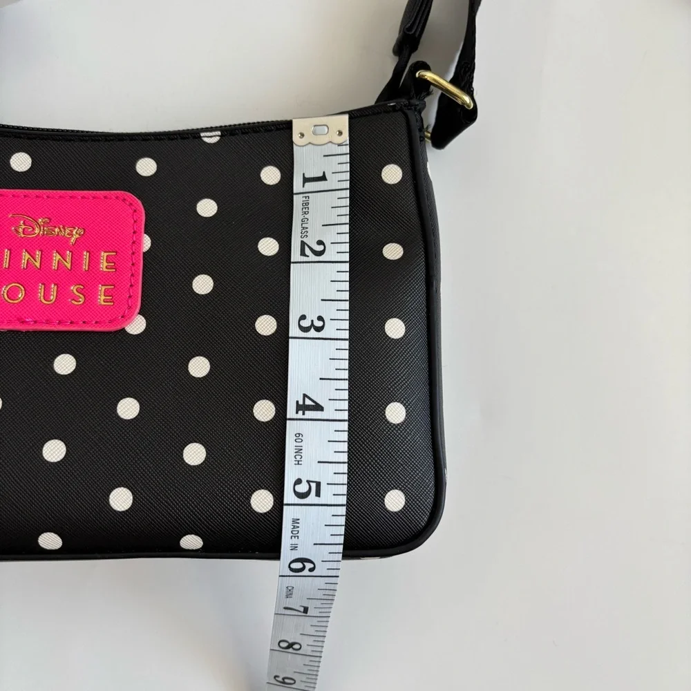 Bioworld Disney Minnie Mouse Black Polka Dot Crossbody Coin Pouch Set NWT