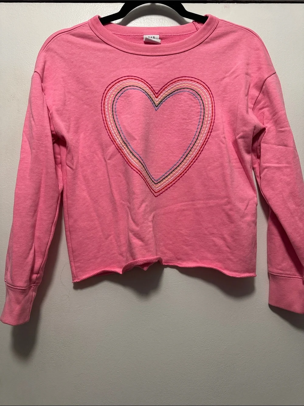 GAP Pink Heart Crewneck Sweatshirt