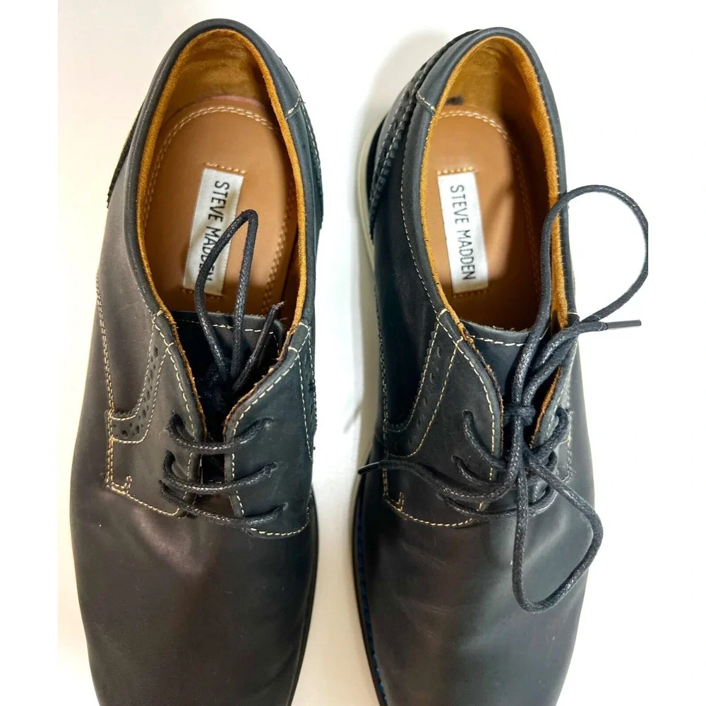 Men's Steve Madden Itern Oxford Bluish Black Leather US Sz. 8M