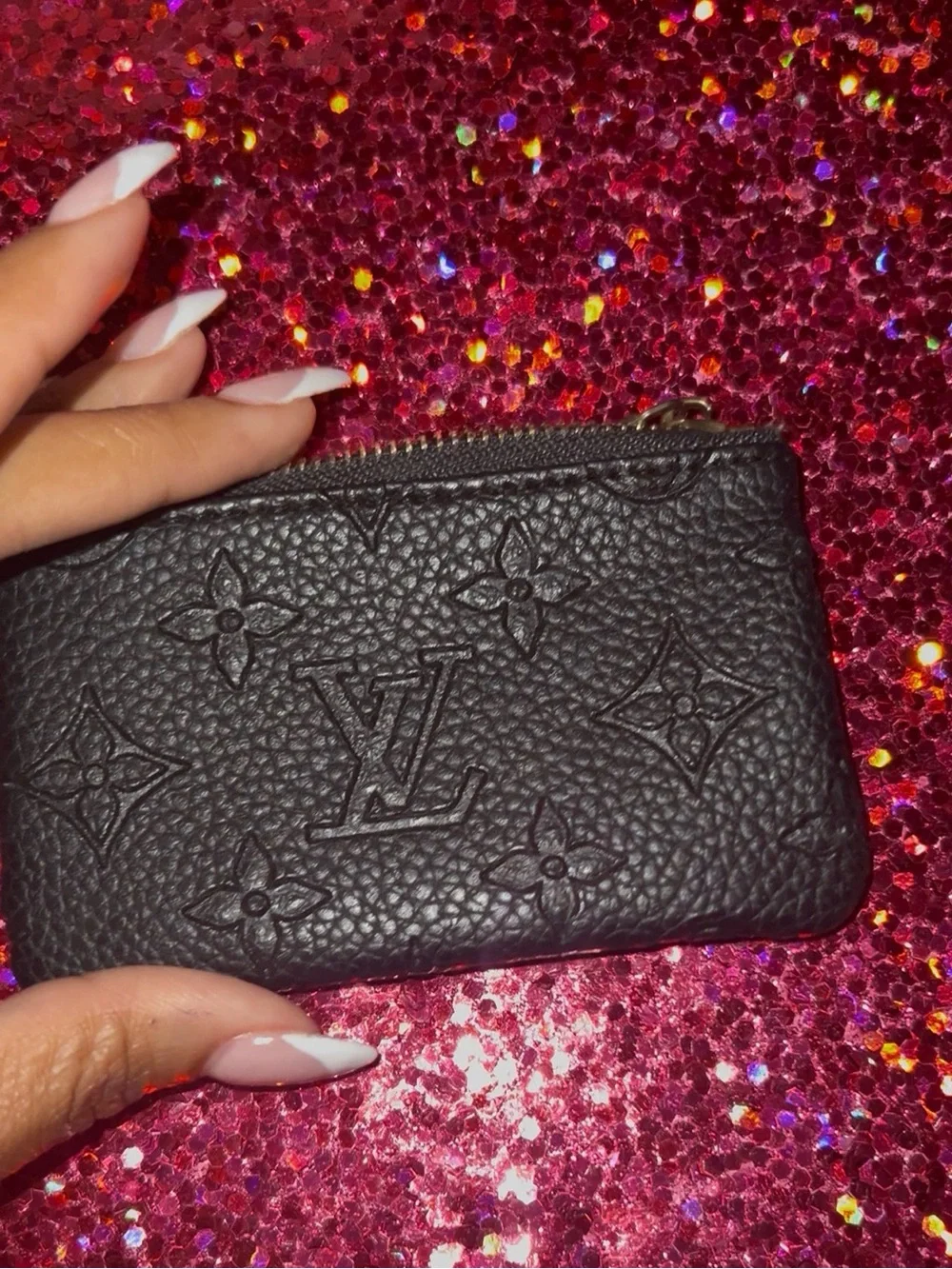 Black Embossed Monogram Card Pouch