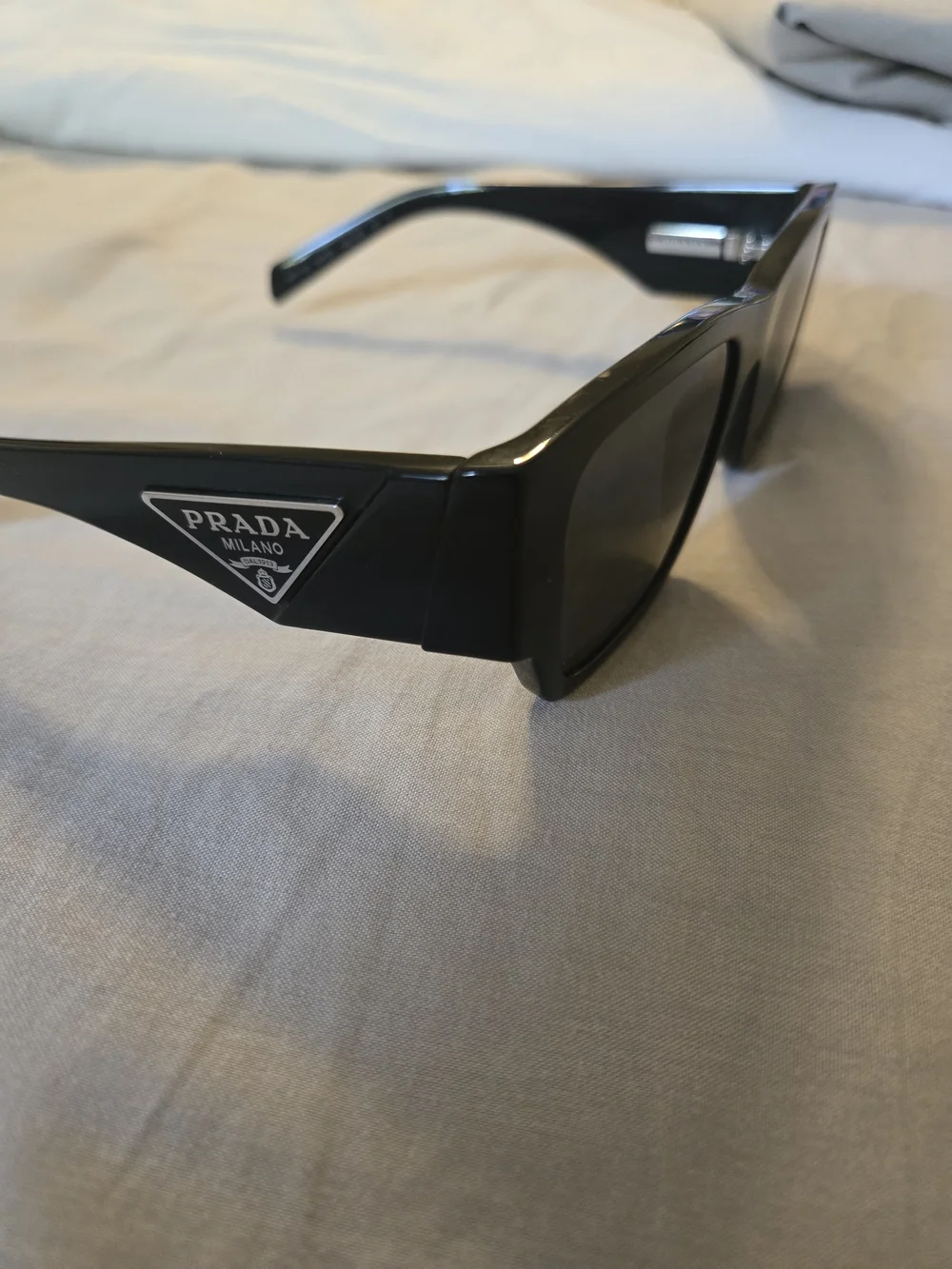 Prada Black Men's Sunglasses with Silver Triangle Logo