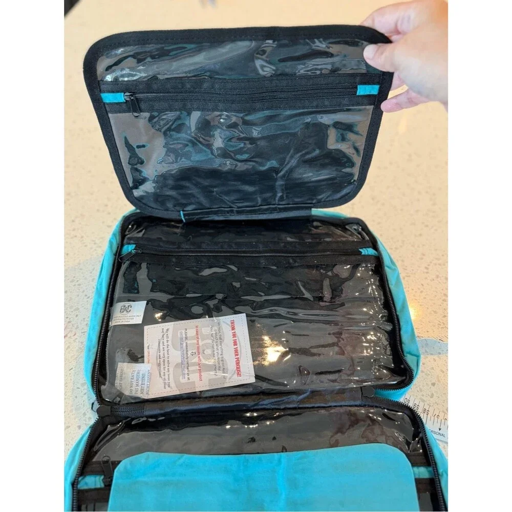 Teal Quilted Cosmetic Bag with Front Pocket