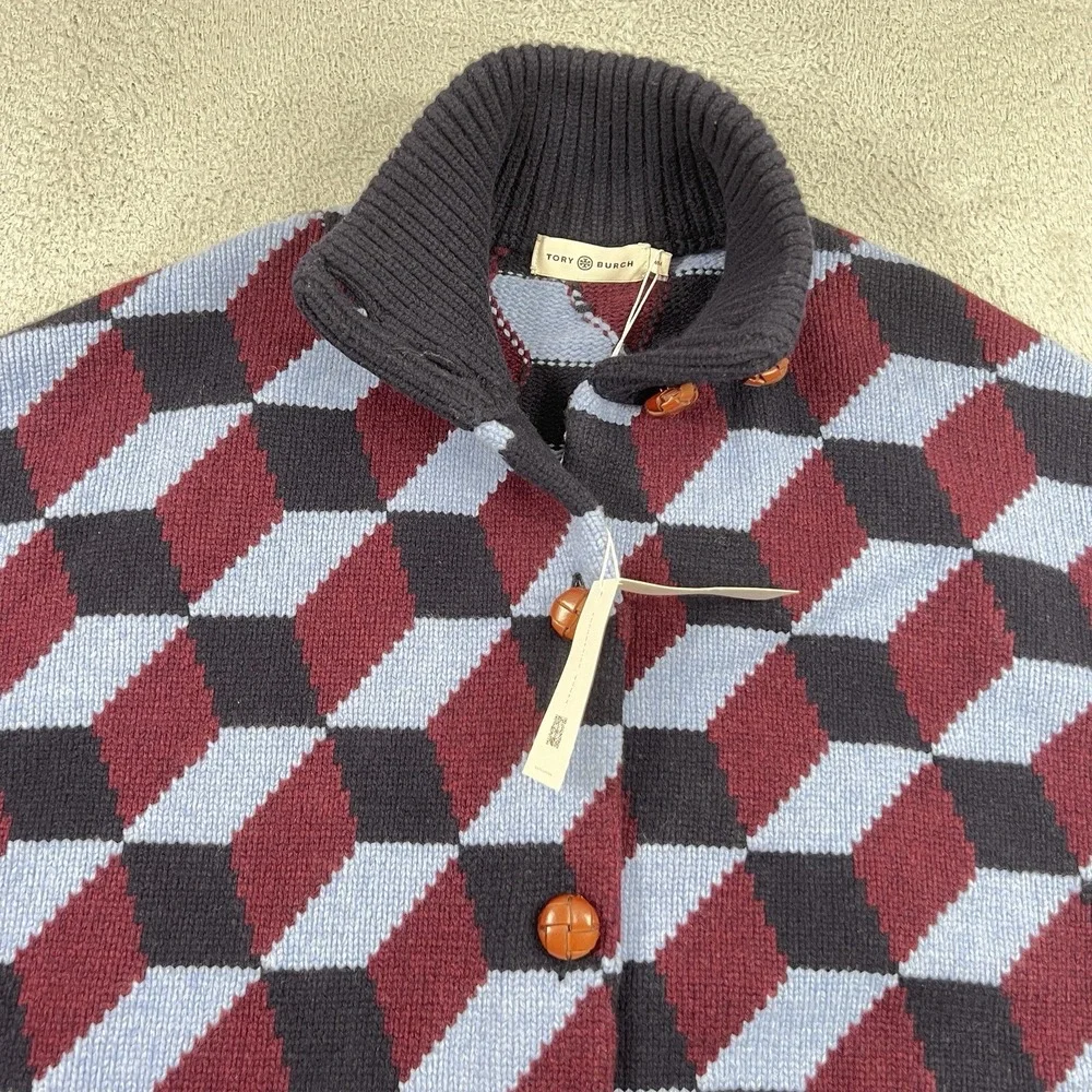 Tory Burch Chevron Sweater Coat Size M  #S7004