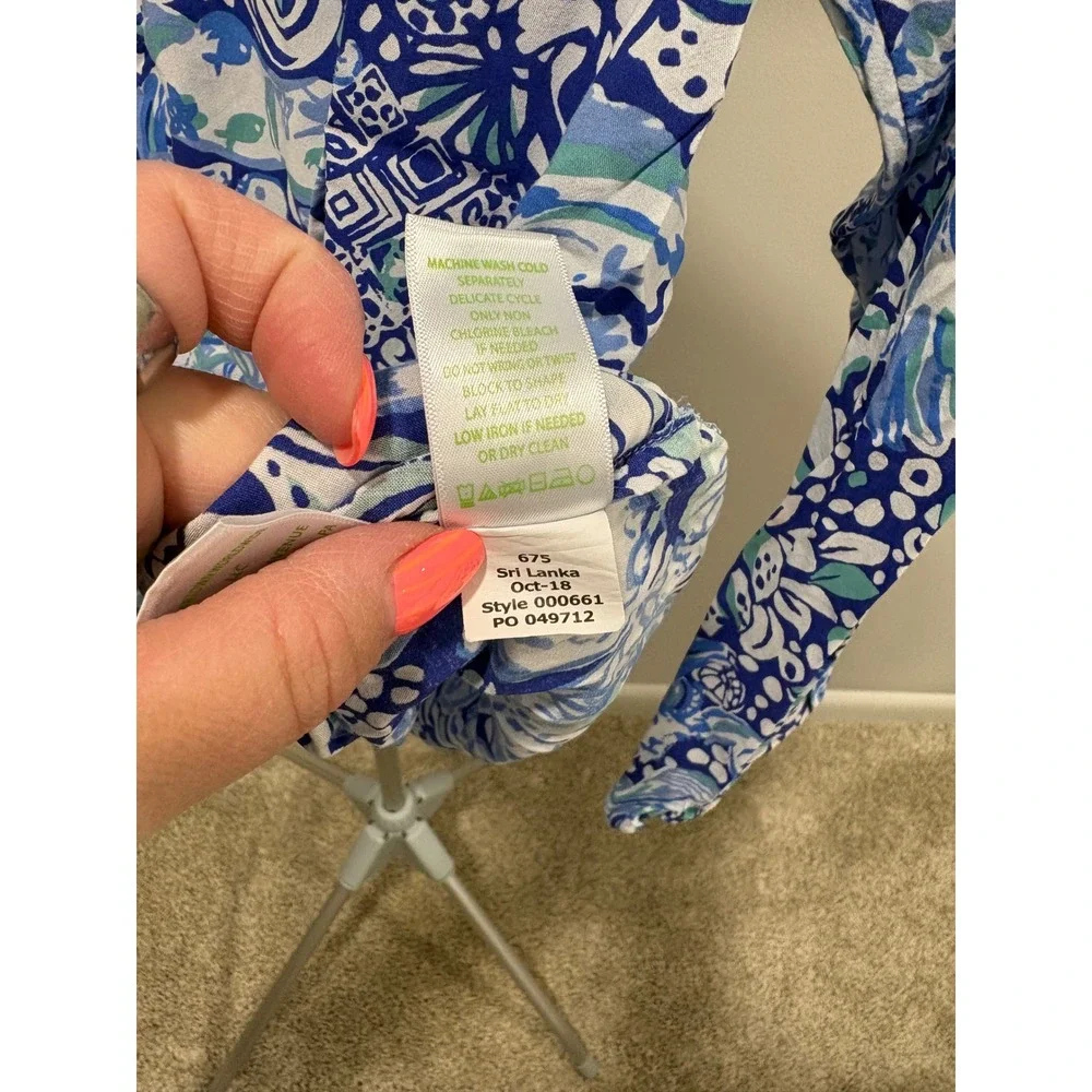 Lilly Pulitzer Willa Top Royal Purple 60 Animals Size Medium Long Sleeve Blouse