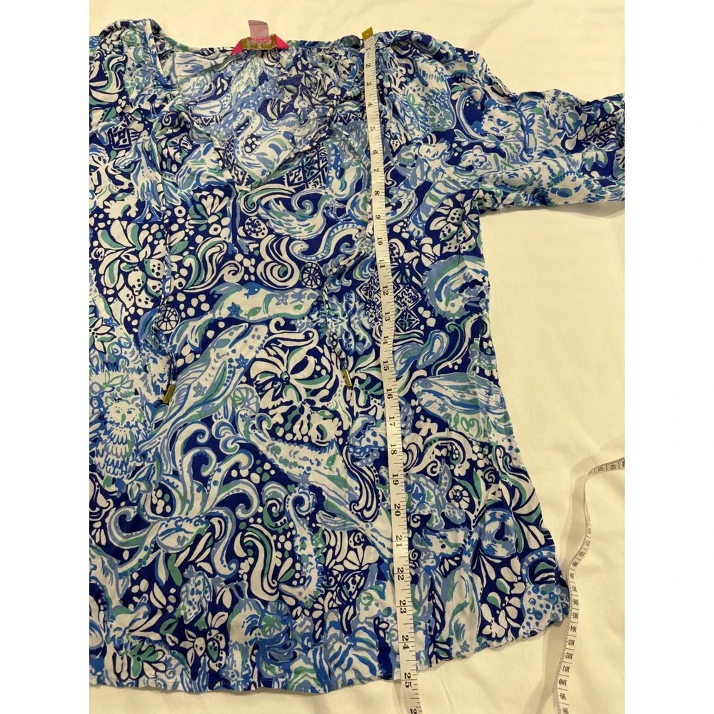 Lilly Pulitzer Willa Top Royal Purple 60 Animals Size Medium Long Sleeve Blouse