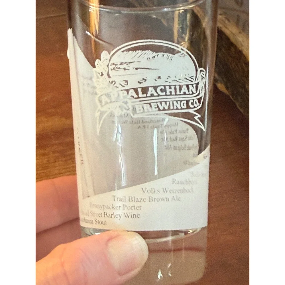 Appalachian Brewing Co Harrisburg PA Beer Taster Sampler Glass 4 Inch White Logo