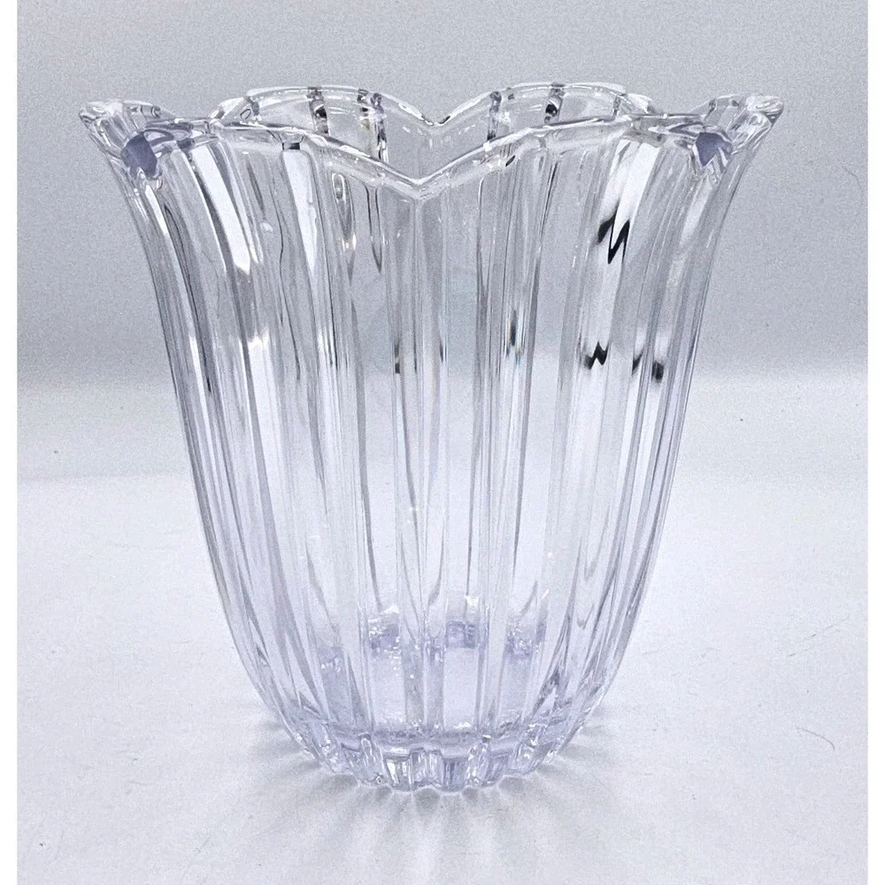 5th Avenue Vintage Ribbed Cut Crystal Tulip Ice Bucket Champagne Wine NO‎ LID