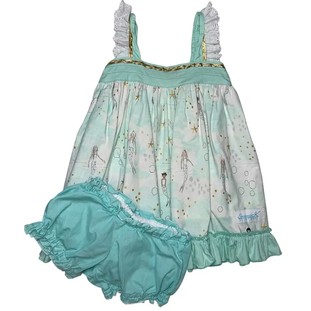 Boutique Mermaid set 3T blue and gold