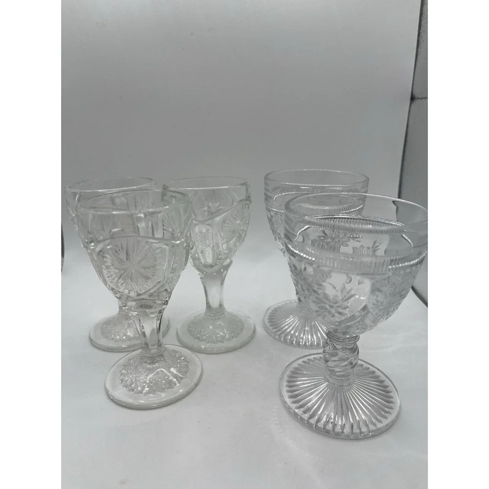 Set Of 5‎ Cut Glass Cordial Glasses Mixed Designs