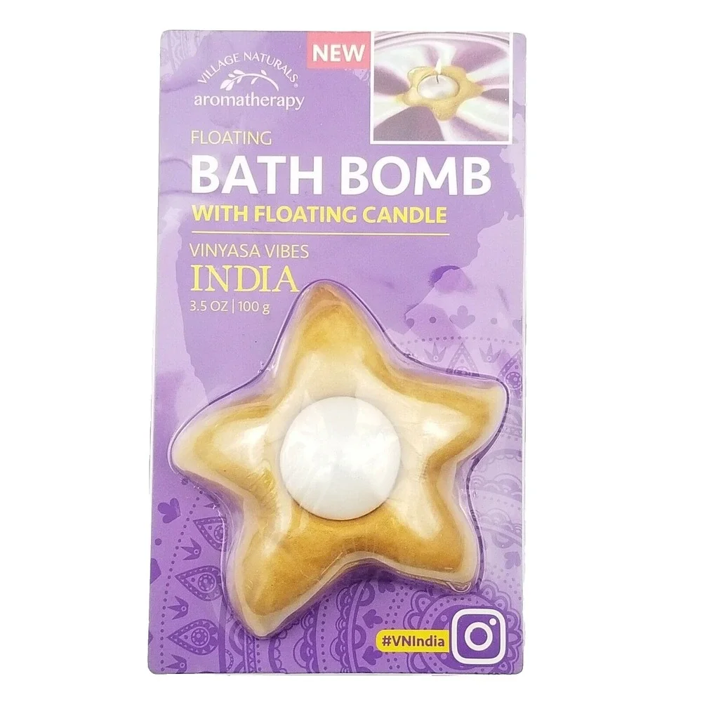 2x Village Naturals Aromatherapy Bath Bomb with Floating Candle‎ 3.5 oz Each