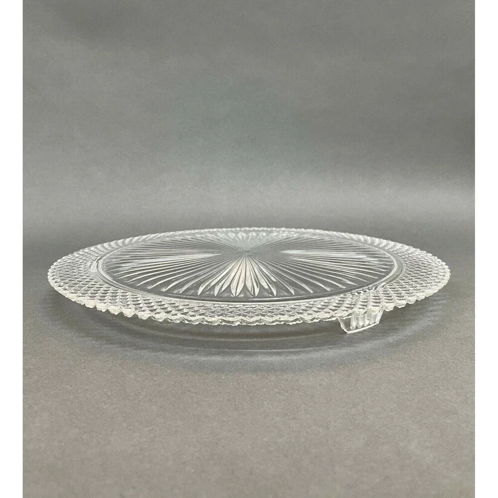 Vintage Clear Glass‎ Cake Plate Platter 12